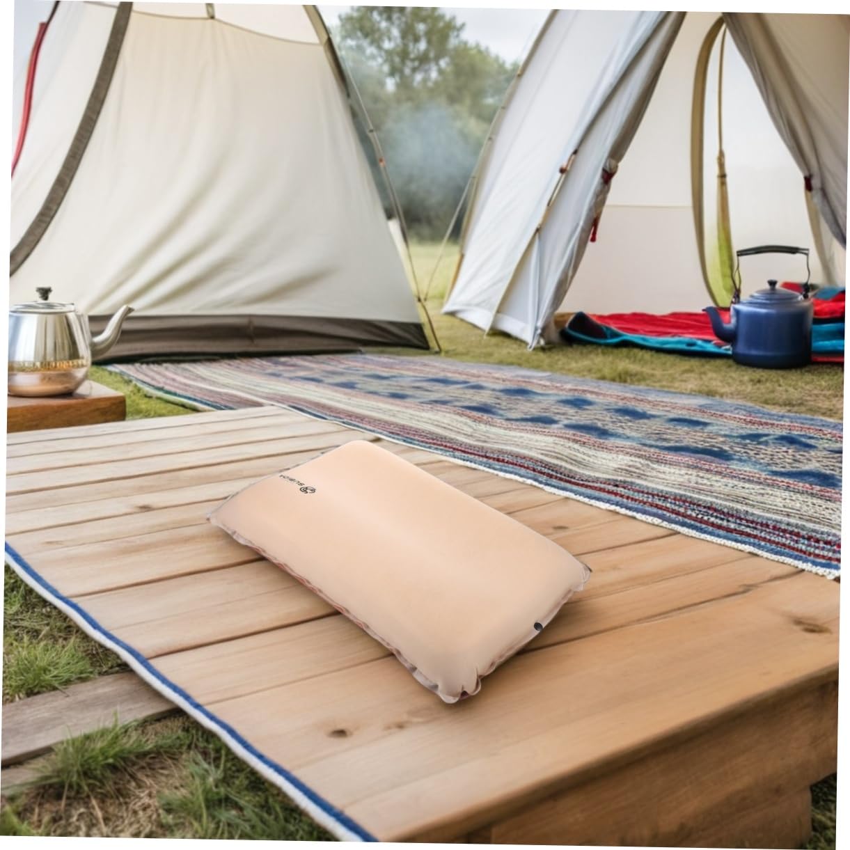 Hemobllo Almohada Inflable de Viaje para Exteriores, Tejido Elástico, Compacta, Alivia la Presión Cervical, Adecuado para Camping y Senderismo