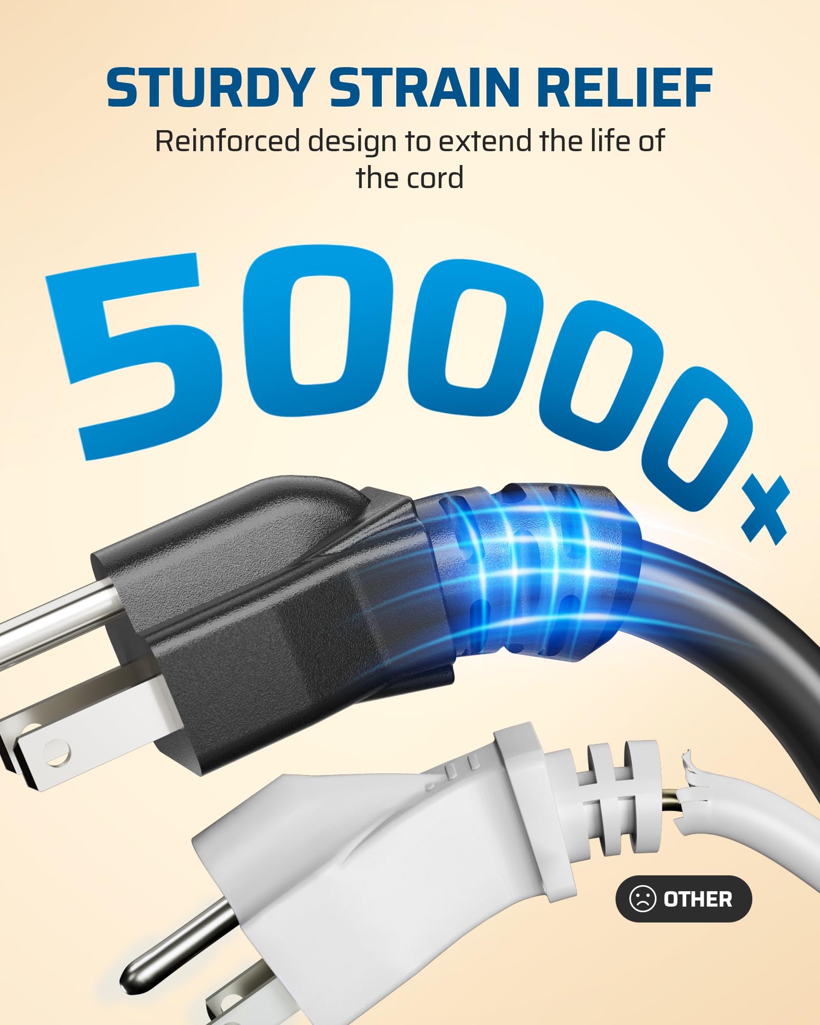 DEWENWILS - Cable de extensión resistente de 25 pies, 6 salidas con interruptor de encendido/apagado y cubierta de silicona impermeable, calibre 14/3 SJTW, cable de alimentación negro, 15A/125V/1875W