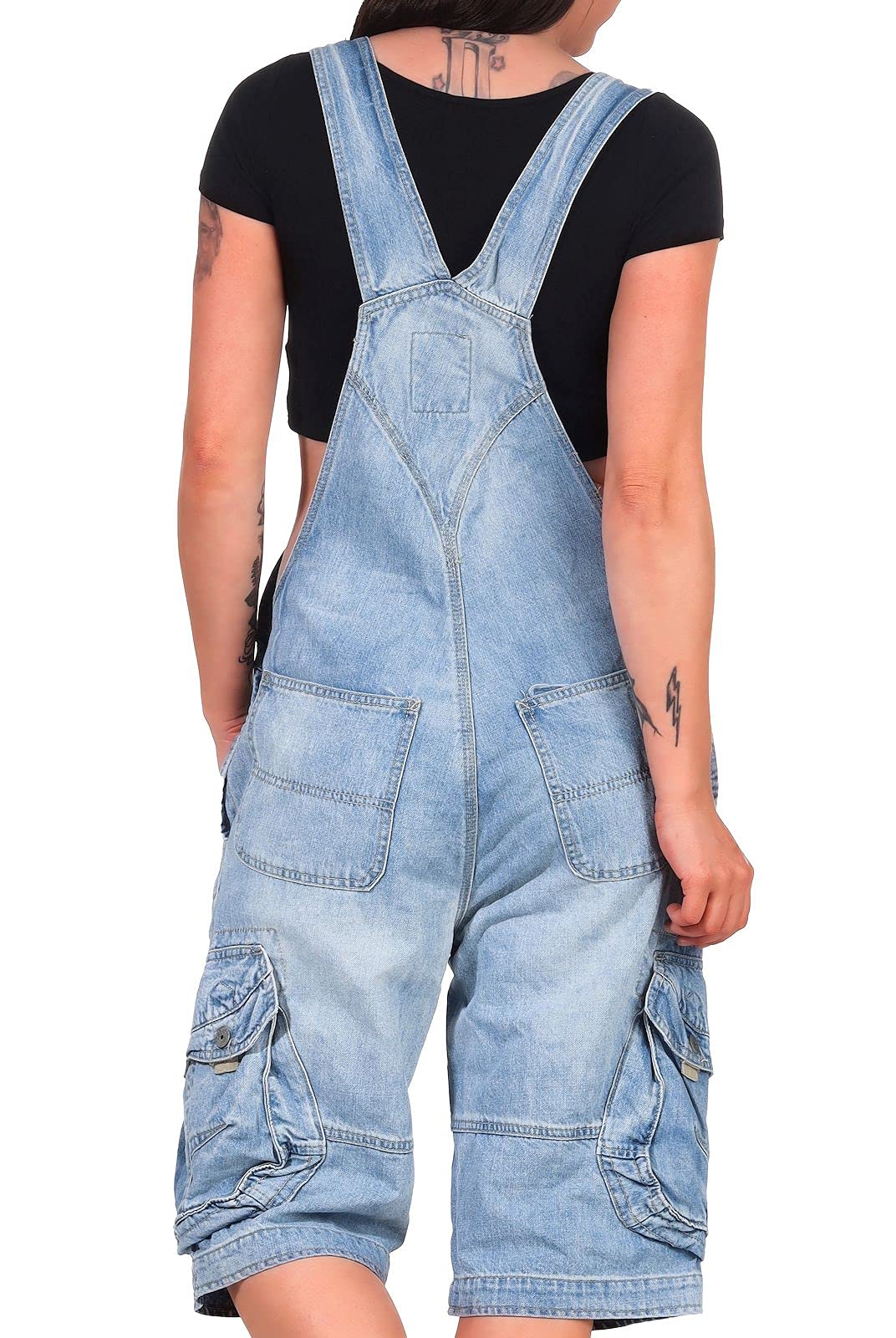Jet Lag Damen Latzhose Overall Cargo Shorts mit Brusttasche