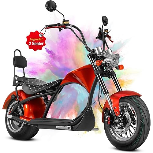 eAhora M1 2 Seater 2000W Electric Motorcycle for Adults,37MPH 60V 30Ah Battery 40 Miles Long Range Full Suspension Dual Hydraulic Brakes, Street Legal Electric Motorcycle