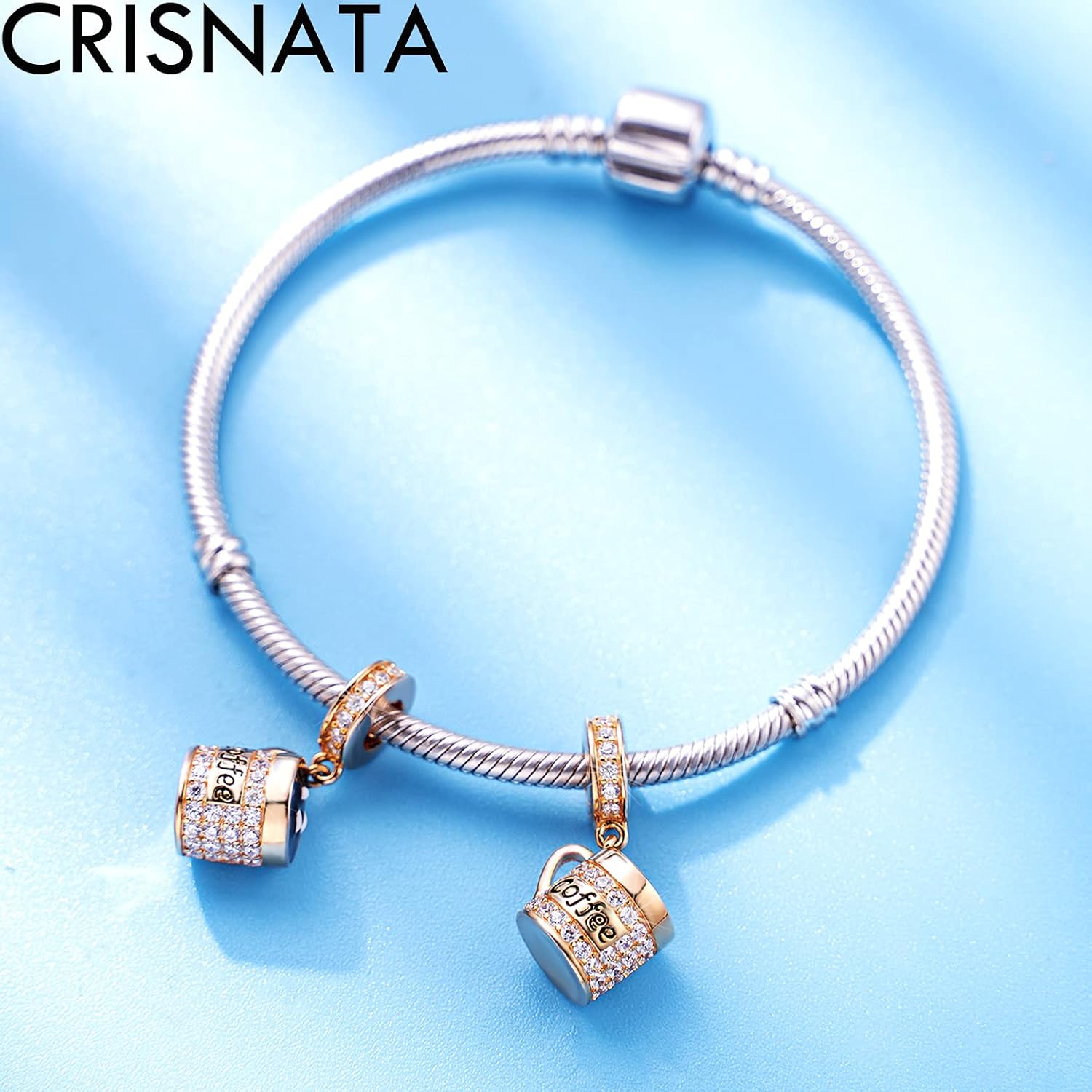 Sport and Hobby Theme Charms, 925 Sterling Silver Rose Gold Coffee Cup, Tennis and Racket, Golden Champion Trophy Cup Beads, fits European Bracelet Necklace, Birthday Gifts for Children/Friend/Son/Daughter - Image 3