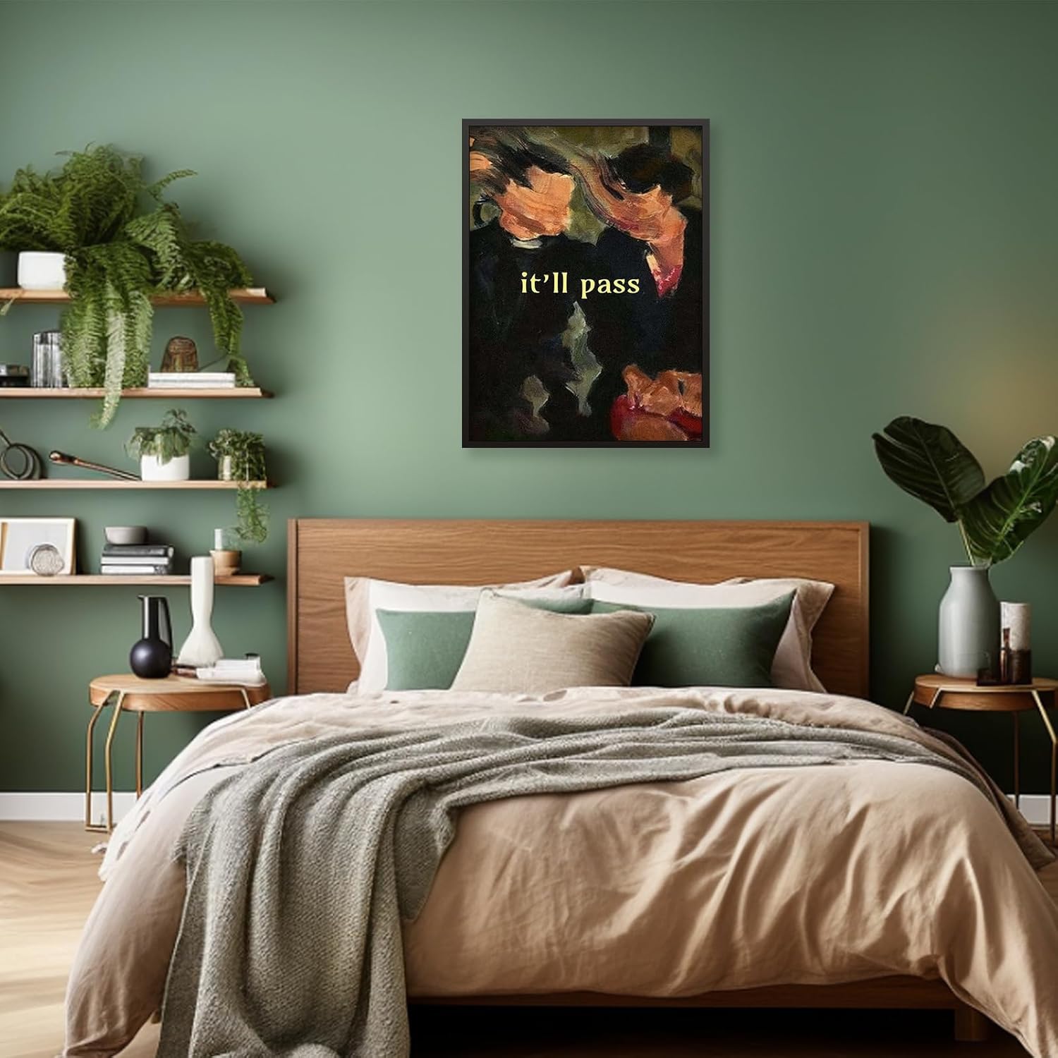 Fleabag Tv Show Posters It'll Pass Positive Quotes Canvas Wall Art 24X36 inch Black Framed Vintage Abstract Oil Painting for Living Room Bedroom Wall Decor