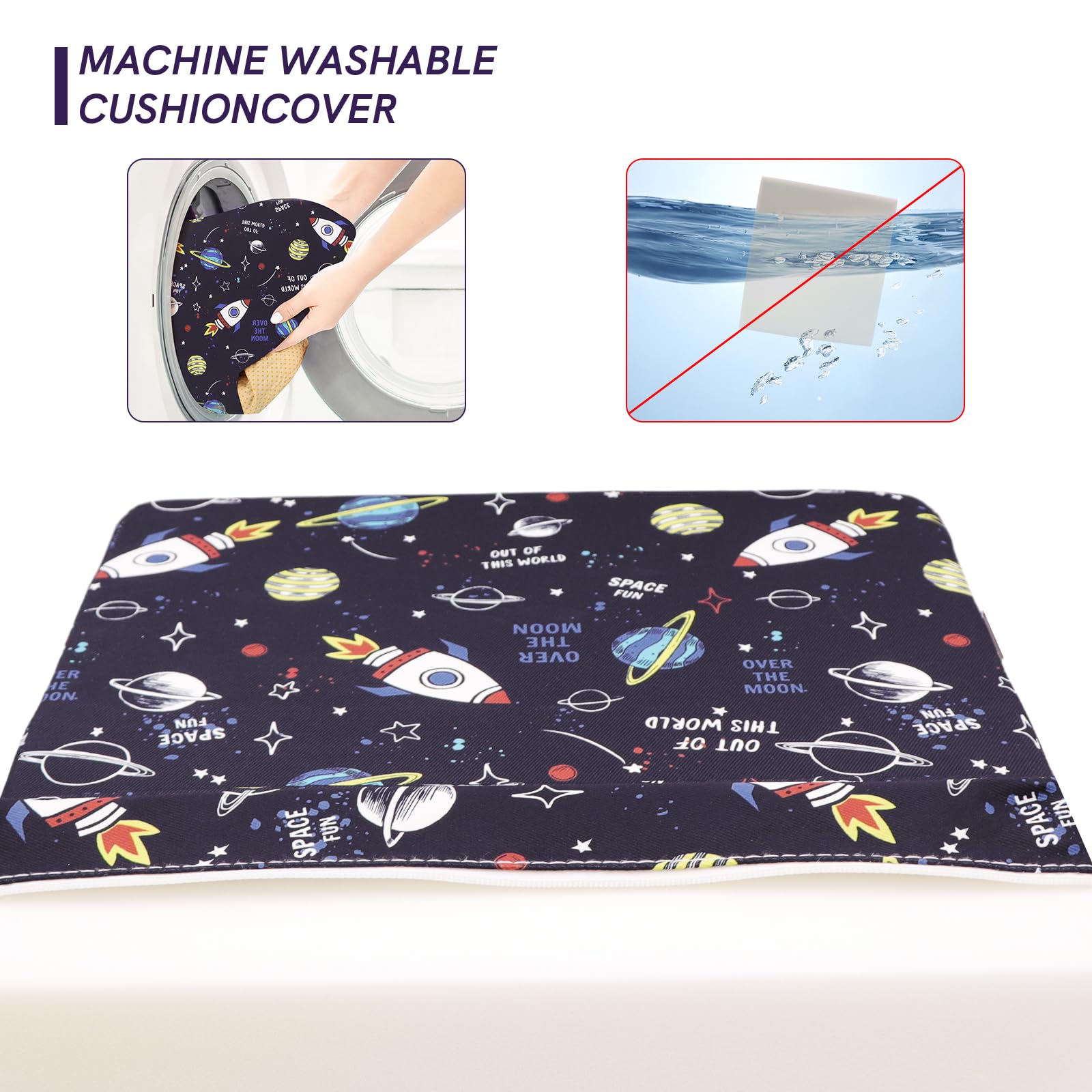 Rialzo da Sedia per Bambini, Cartoon Cuscino Rialzo per Bambini Cuscino per Sedia Seggiolino Regolabile Lavabile Smontabile con 2 Cinghie per Sedia da Pranzo