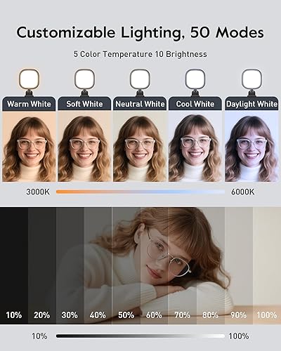 Miniatura 5 de Anillo de luz para escritorio, laptop, monitor y teléfono - Luz suave para cámara web con 84 LED, 50 modos, CRI 97.8+ para zoom, transmisión,