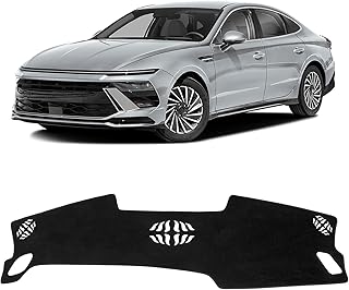 Black Dash Cover for Hyundai Sonata 2024 2025 2026 (Only fits for 12.3-inch Touchscreen) Polyester Dashboard Cover Non-Slip Interior Accessories for Sonata Custom Fit Dash Mat No Glare
