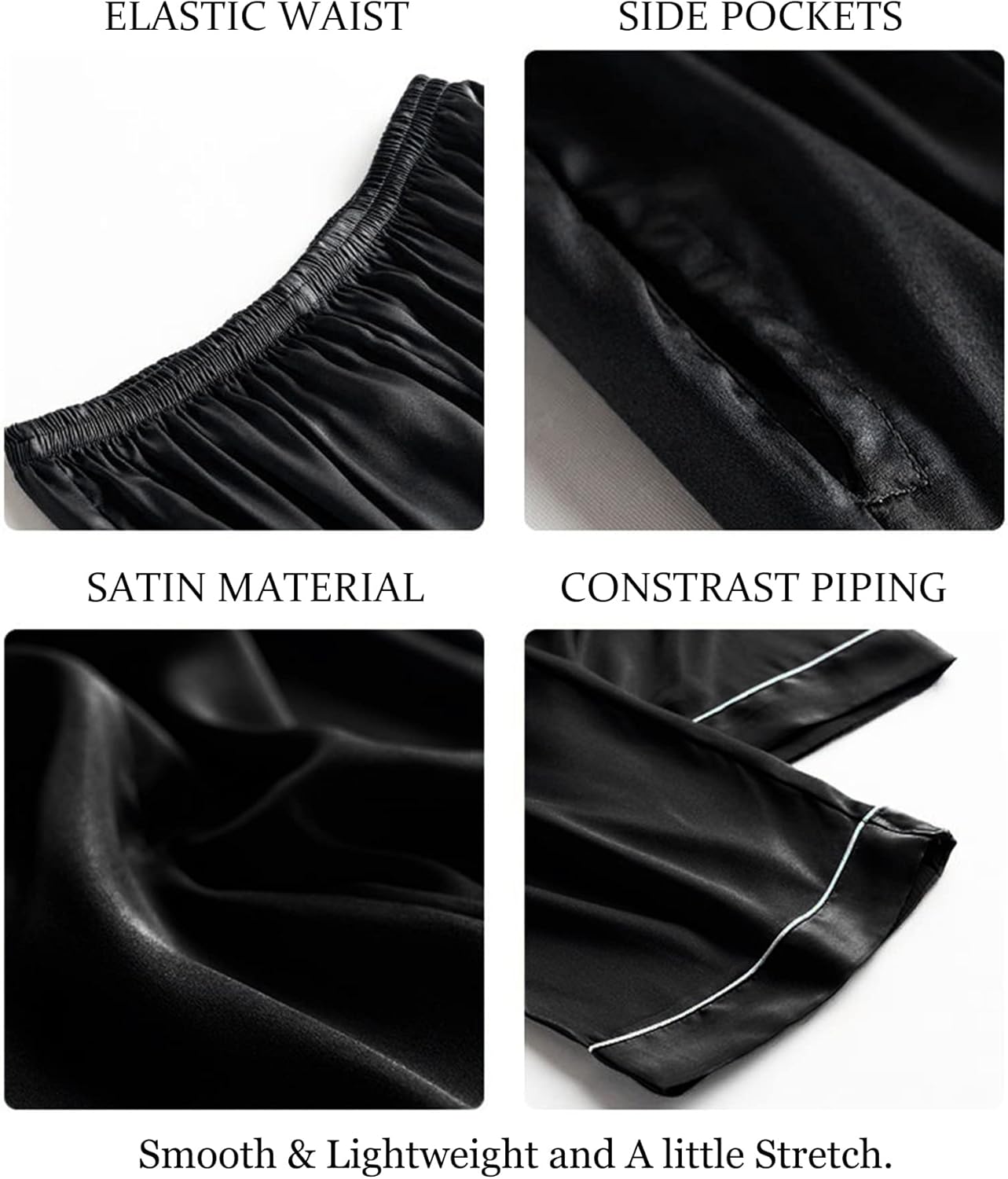 SWOMOG Women's Silk Satin Pants Wide Leg Pajama Bottoms Palazzo Lounge Pants Casual Loose Trousers Pj with Pockets - Image 6