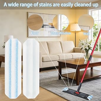 Pack of 6 Replacement Mop Pads Compatible with Vileda H2PrO Floor Mop System, Microfibre Washable Pads for Hard Floor Cleaning and Pet Hair Removal