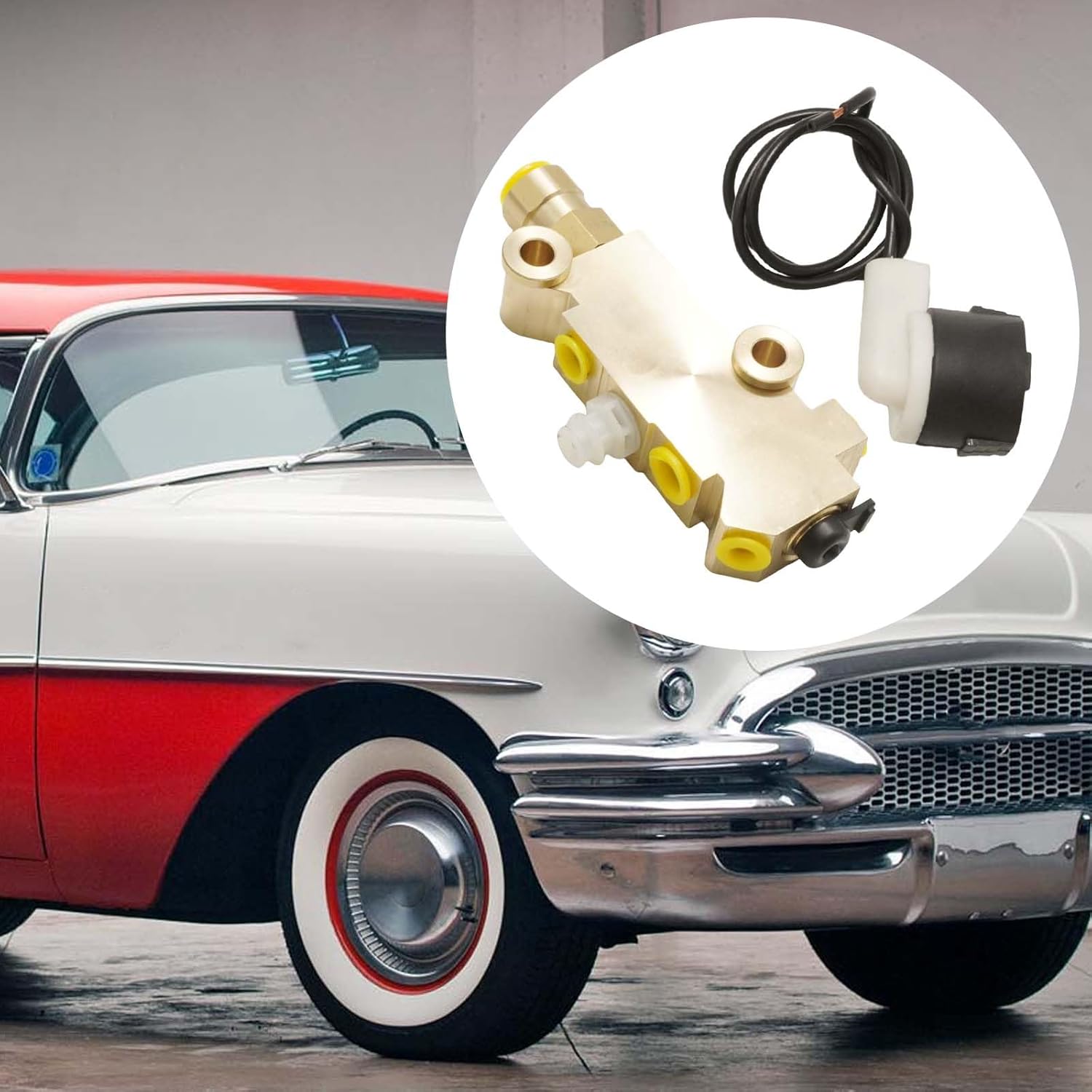 172-1353 Proportioning Valve Disc/Drum Disc Front Drum Rear Brake, Brass Brake Proportioning Valve With Connector, Replacement for GM Classic Car and Truck