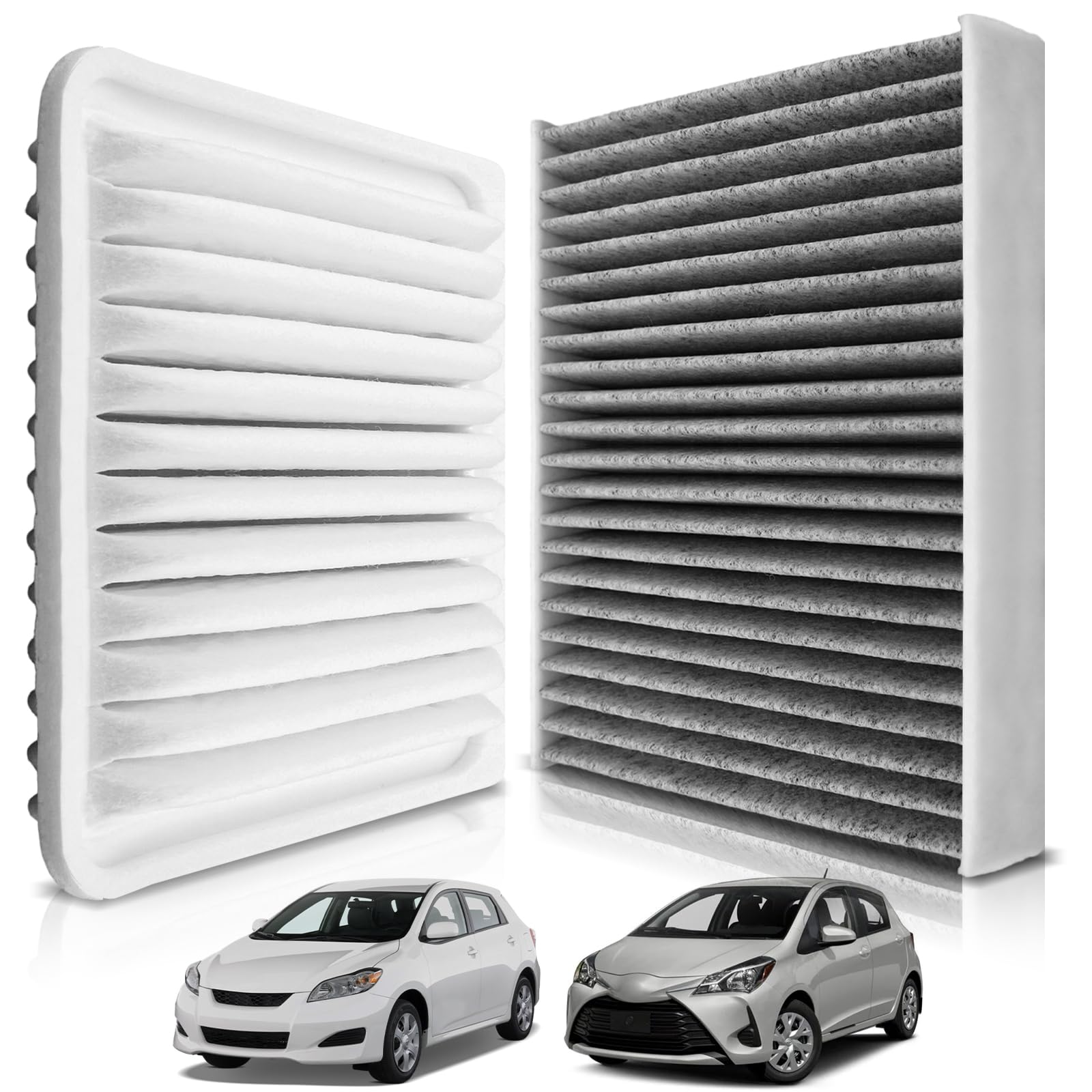 partszen 87139-07010 17801-21050 Engine and Cabin Air Filter Set Fit for Toyota Corolla Matrix Yaris for Scion IM XD for Pontiac Vibe L4 1.8L 2008-