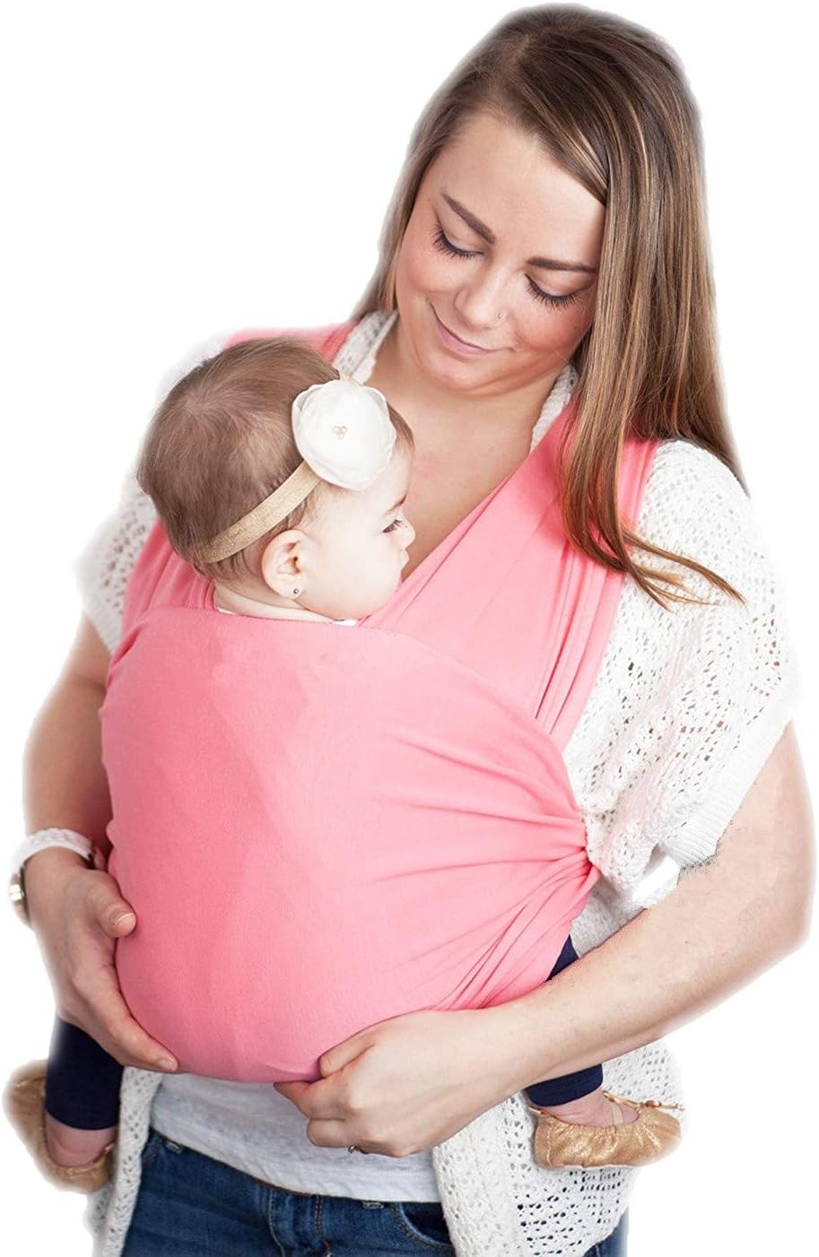 Baby Wrap Carrier Nursing Cover Blanket for Newborn and Infant Pink