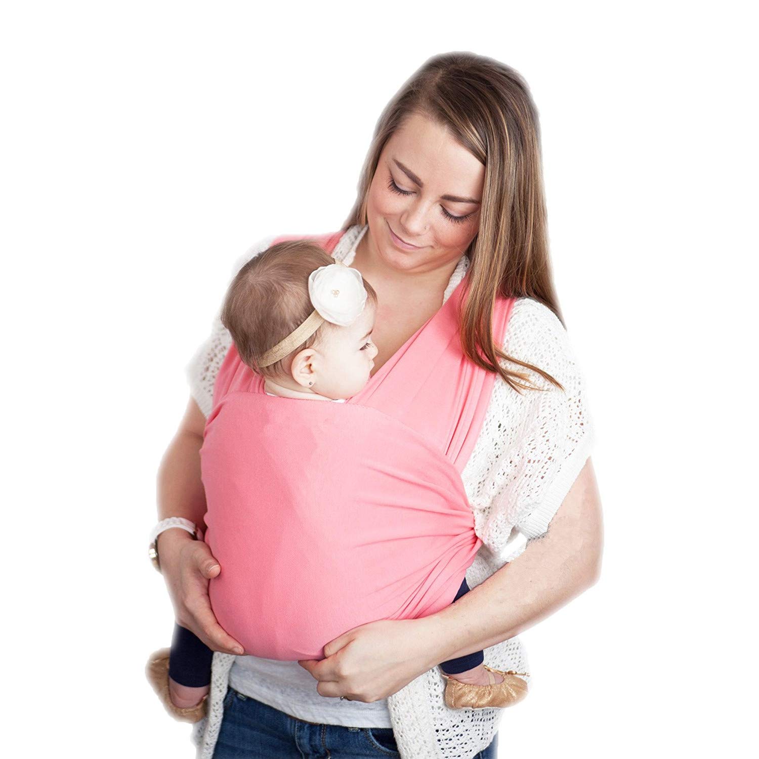 Baby Wrap Carrier Nursing Cover Blanket for Newborn and Infant Pink