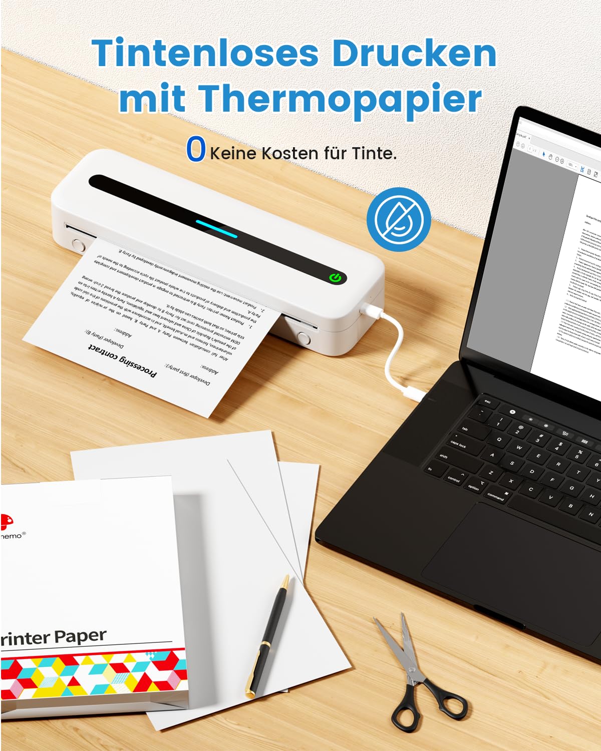 COLORWING A4 Mobile Drucker,Thermodrucker mit Bluetooth,Tragbarer Drucker für Handy und Tattoo