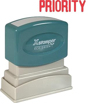 XstamperR One-Color Title Stamp, Pre-Inked,#34;Priority", Red