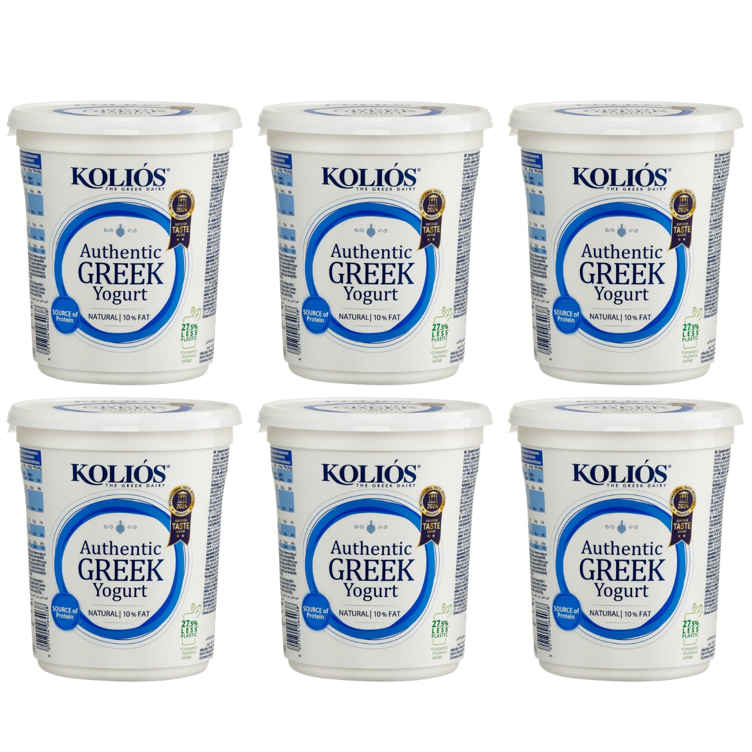 Griechischer Joghurt 10% 6x 1kg Kolios | Milder Joghurt aus Kuhmilch | Vielfach mit Gold prämiert | +20ml Jassas Olivenöl