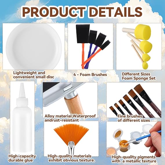 Lerheedi 20 Pcs Essential Decoupage Tool Set 4 Foam Brush 4 Decoupage Brush