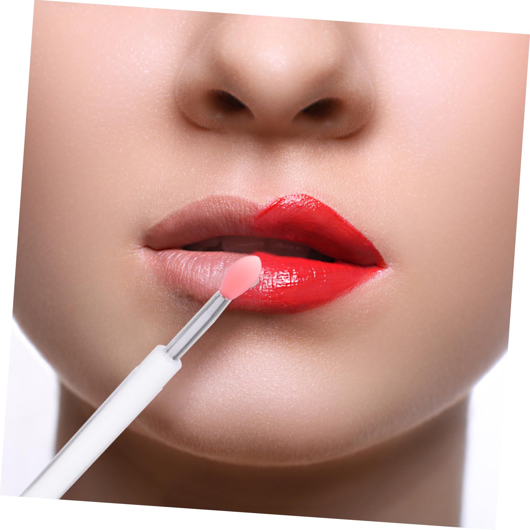 AUTSUPPL Convenient Lidded Lip Brush Stick 6pcs Silicone Lip Applicators Makeup Tools for Eyeshadow Lipstick