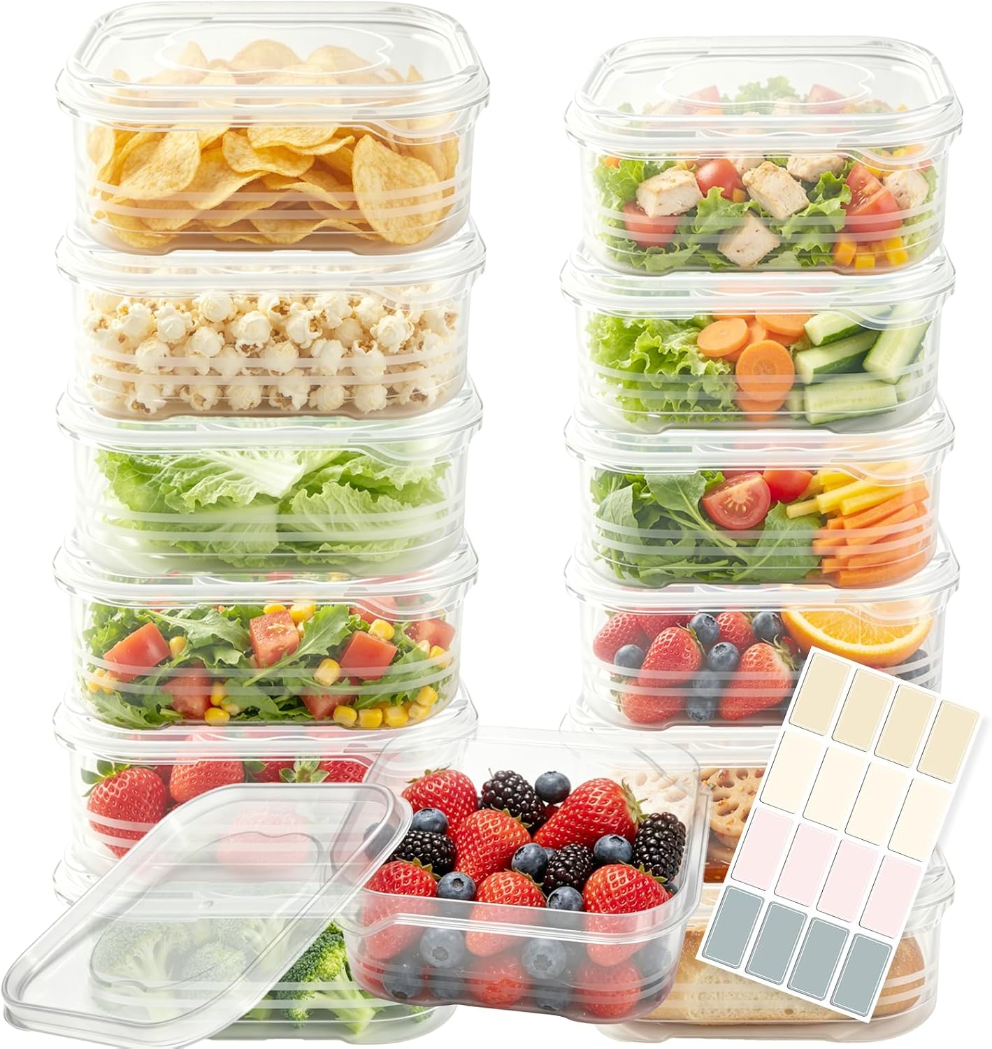 12 Pcs Meal Prep Containers, 22oz & 12oz Reusable Food Storage Container