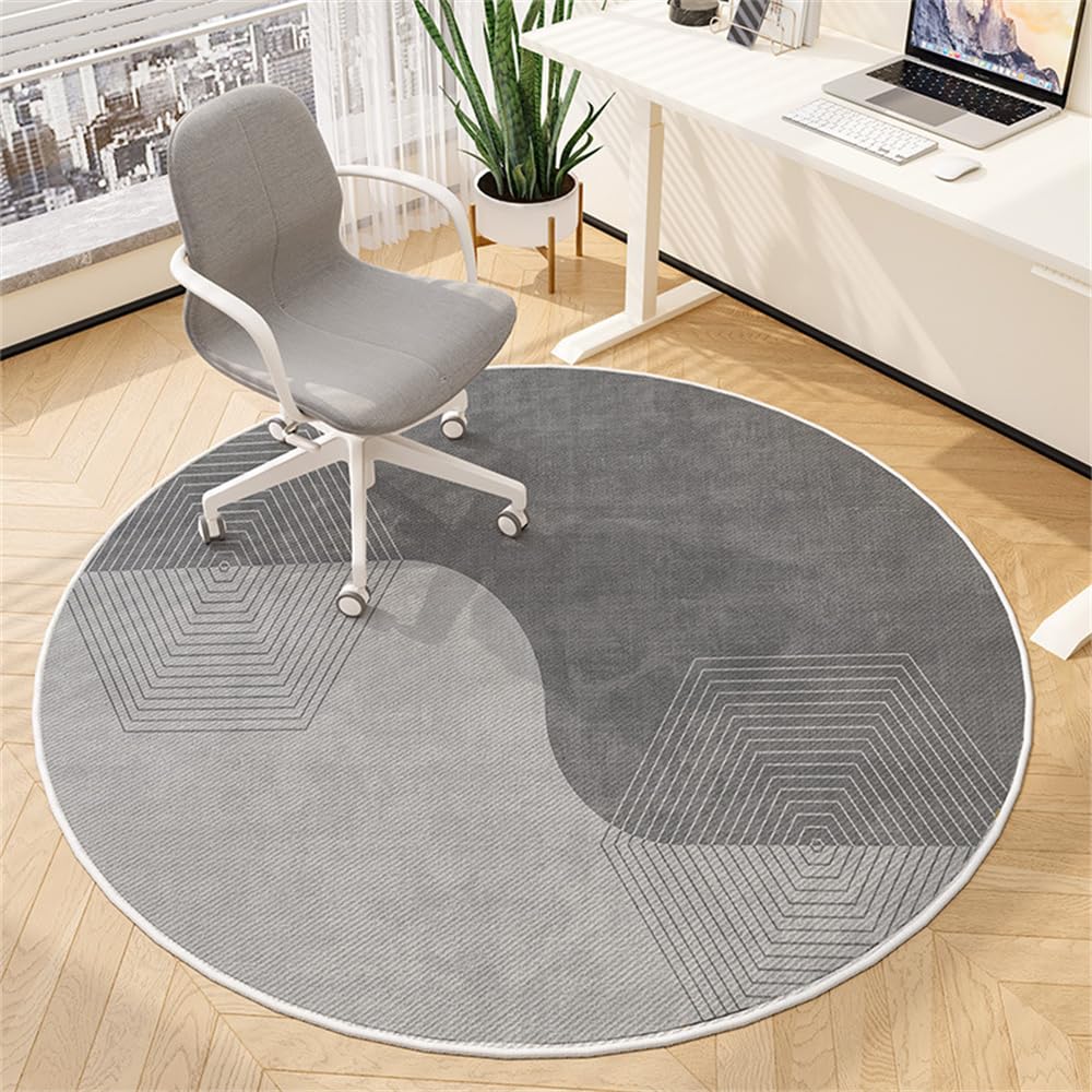 Odot Alfombra para Silla de Escritorio Redonda, Alfombra Protectora Suelo Silla Ruedas Antideslizante Gaming, Tapete de Protección de Oficina,para Parqué Suelos Duros (Estilo de Lujo Ligero 6,60cm)