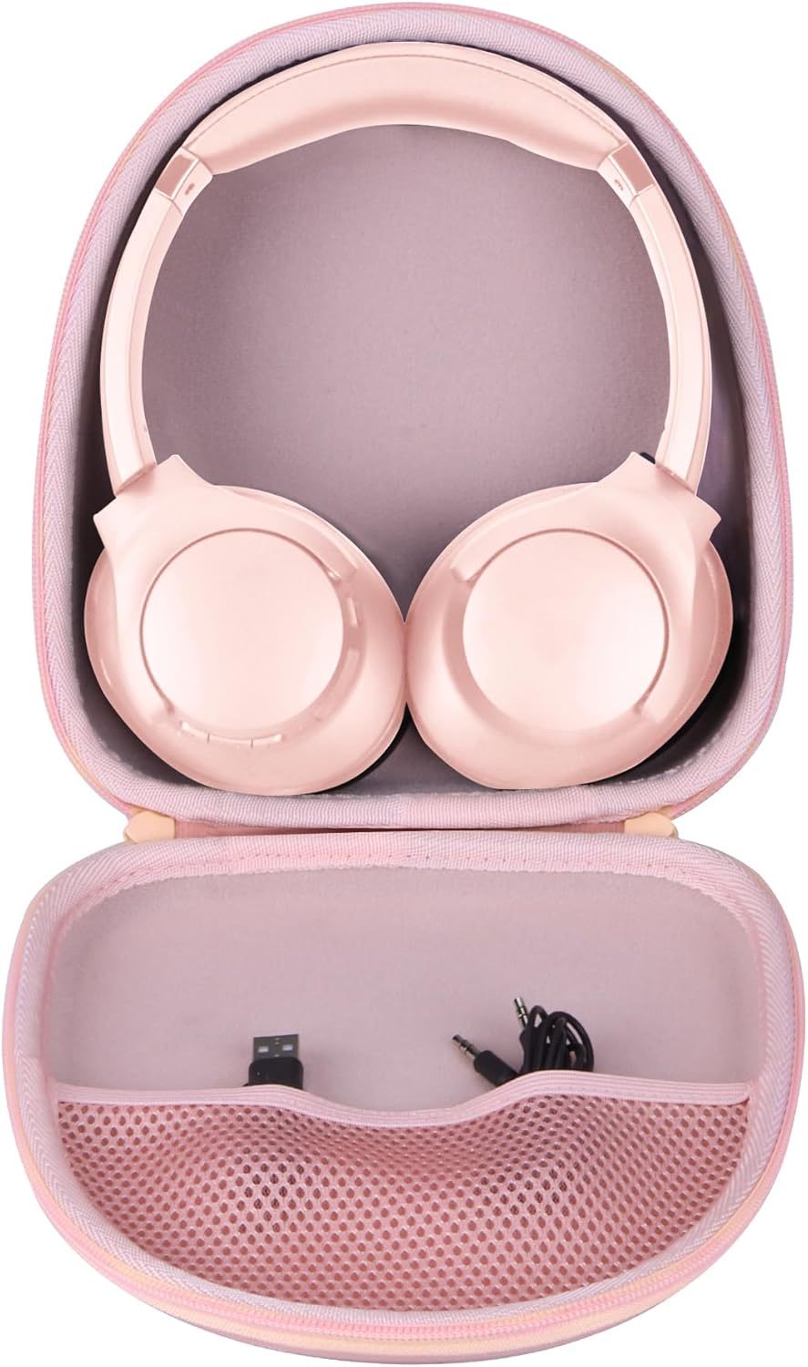 Hard Carry Case Compatible with Anker Soundcore Life Q20 Q30 Q35 Q40 Q45 Q20+ Q20i Hybrid Active Noise Cancelling Headphones (Pink Case) - Image 2
