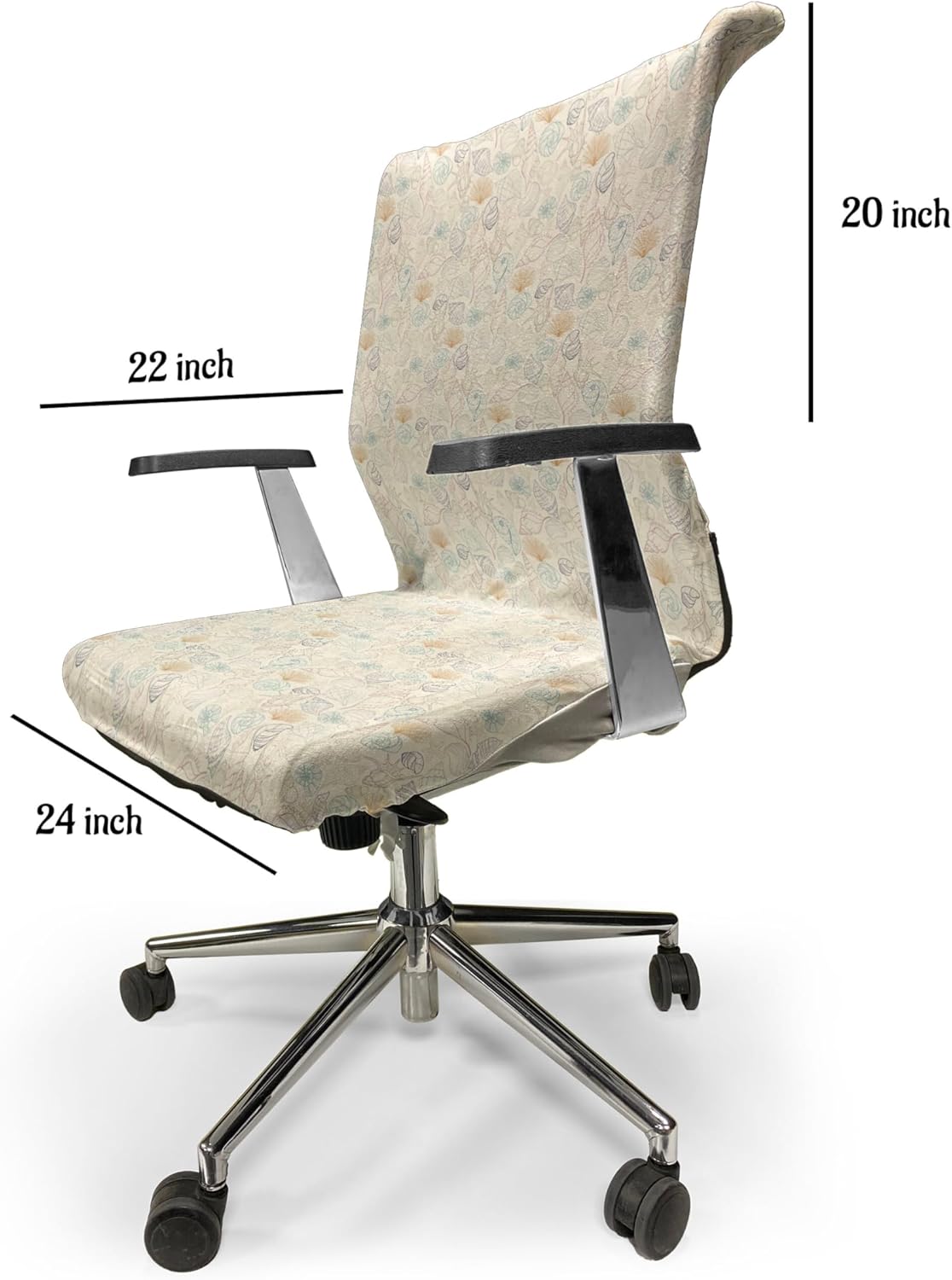 Ambesonne Marine Office Chair Cover, Classic Hand Drawn Sea Shells Starfish Marine Conches Cockleshells Coastal, Stretchable Decorative Universal Size High Back Printed Slipcover, Beige Turquoise