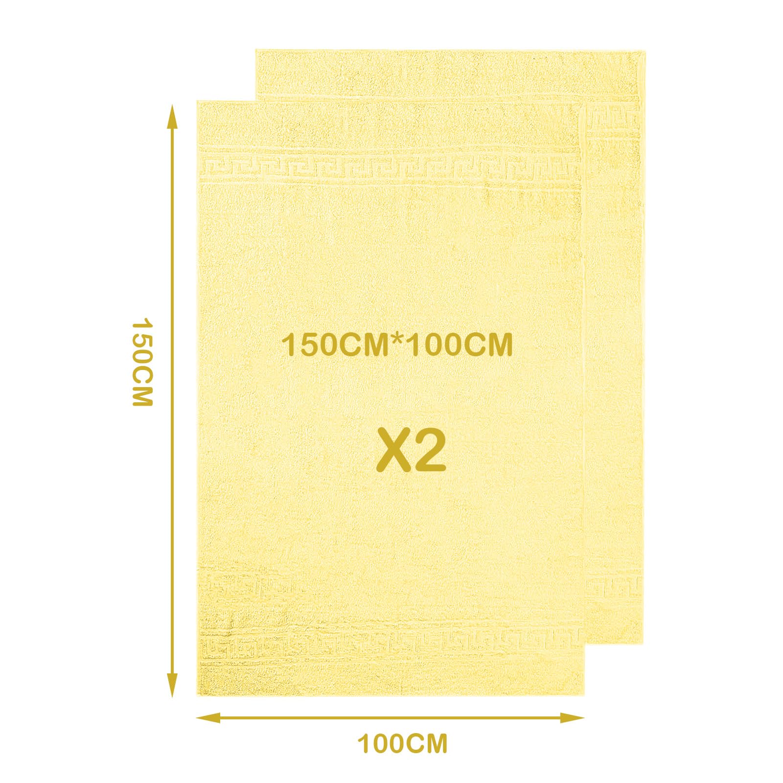 nice homeit Set 2 Asciugamano da Bagno grandi 100x150 cm – Extra Large Telo Bagno in 100% Cotone Filato ad Anello – Extra Morbido e Assorbente. MADE IN ITALY (GIALLO)