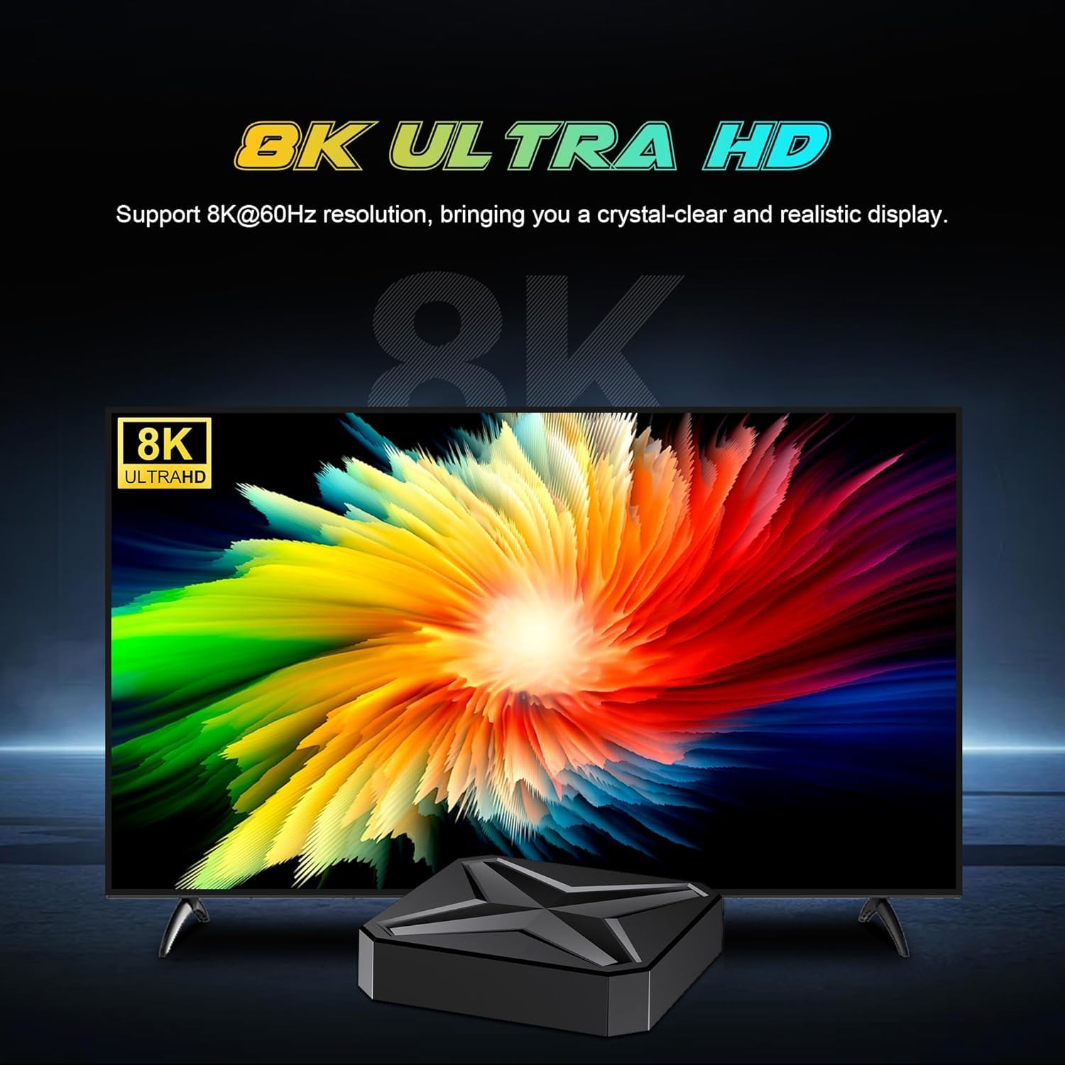 Android 14.0 TV Box, 2 GB RAM 16 GB ROM RK3518 Quad Core Cores-A53 Mali-450 GPU, Smart Android TV OS Box Supporto 8K e 2.4G/5.8G dual-band Wifi, Bluetooth 5.4, 10/100M Ethernet HD2.0 USB3.0 Controllo