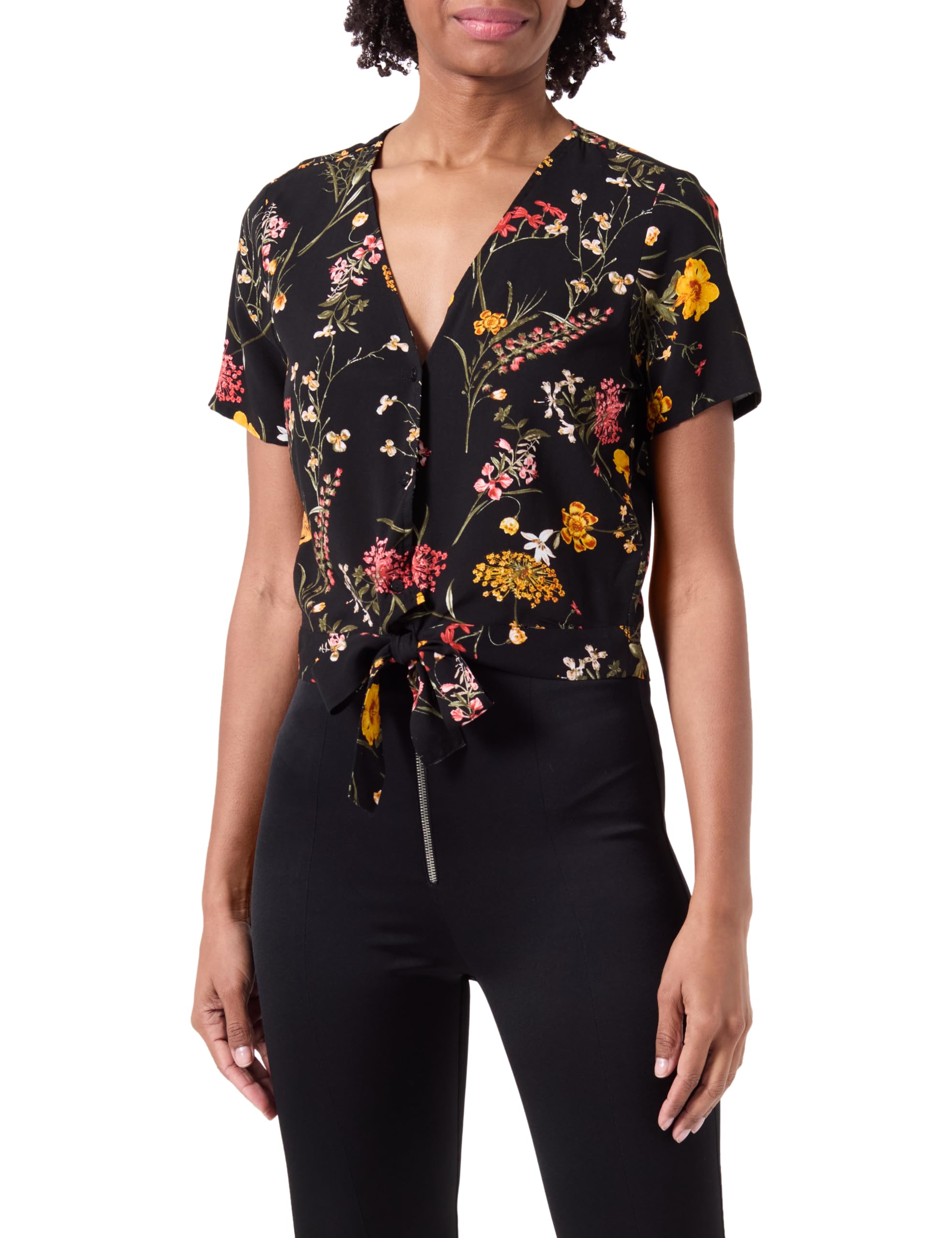 Vero Moda Vmeasy Joy S/S Tie Shirt Wvn Ga Top para Mujer