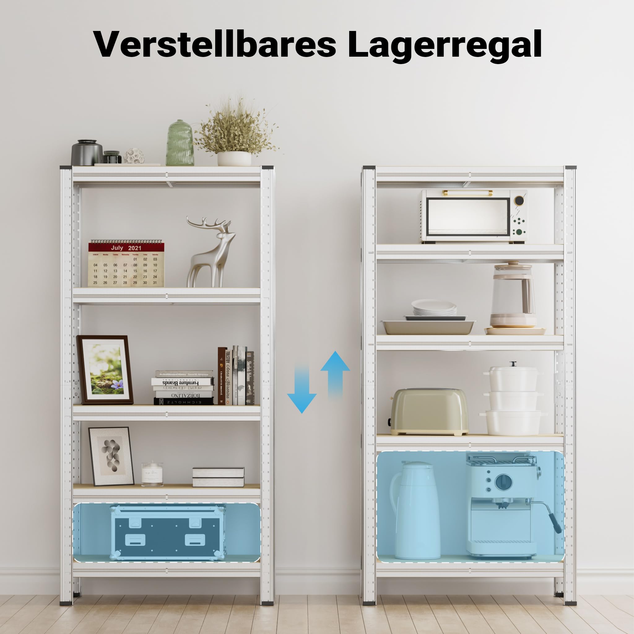 Wiltec Schwerlastregal 180x90x30cm, Gesamtlast 875kg, Steckregal verzinkt aus Stahl, Lastenregal mit 5 Ablagen, Werkstattregal