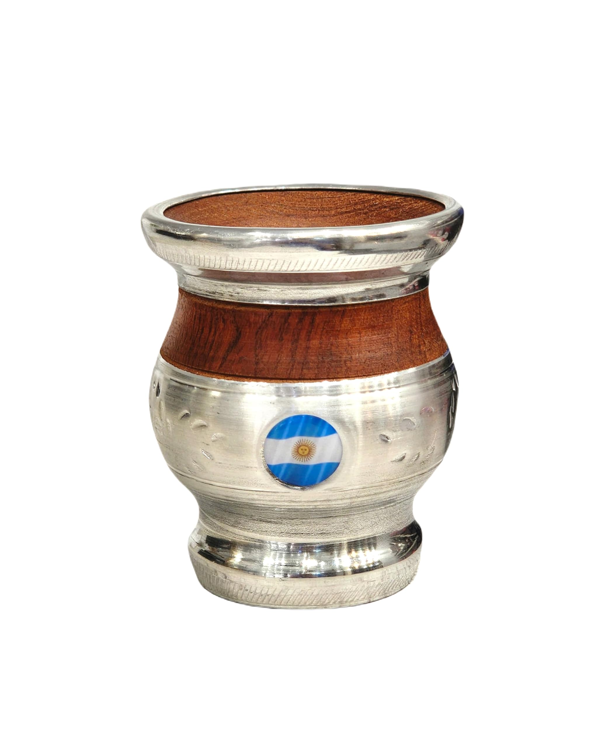 Mat argentin classique, fabriqué à la main en bois de caroube naturel avec revêtement en acier inoxydable, mat avec ampoule, Gourd Mate Cup