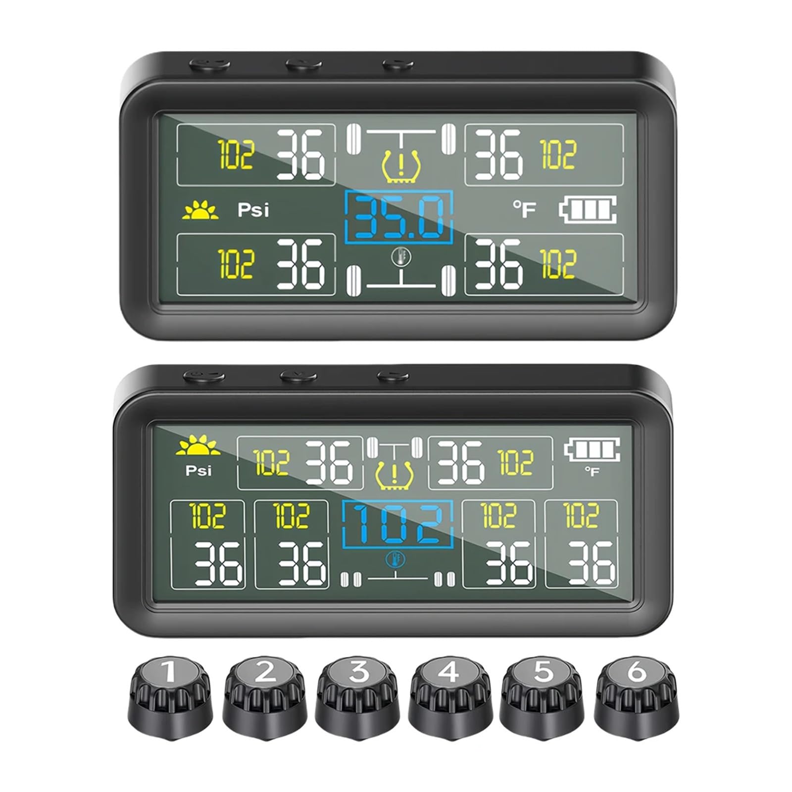 Reifendrucküberwachungssystem mit 4/6 externen Sensoren, Reifentemperaturüberwachung, LCD-Display(Six Wheels)