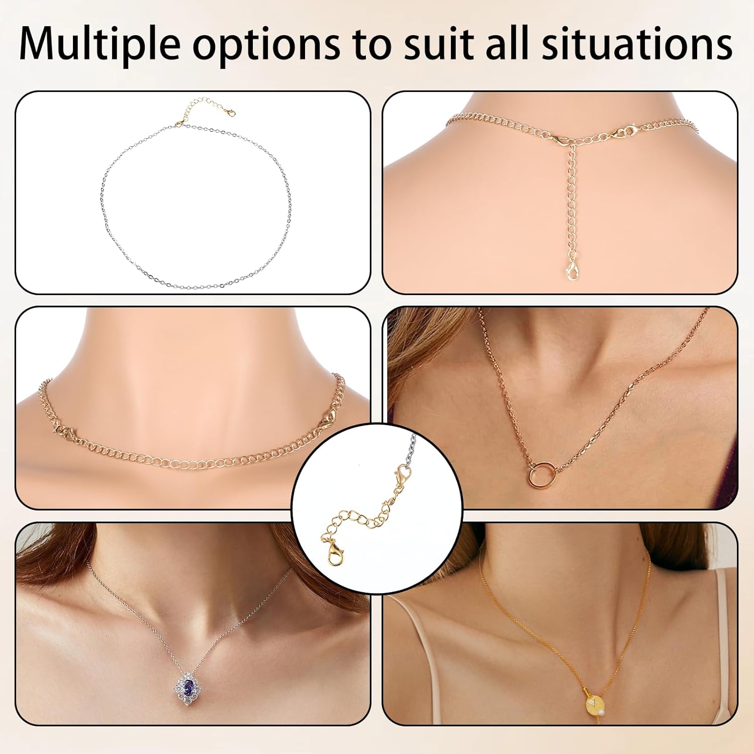 Lnngub 10 Pcs Gold Necklace Extenders for Women,Anklet Extender Gold Plated Necklace Extension Chain Extenders for Necklaces Anklet Bracelets Jewelry Making(2", 3", 4", 5", 6") - Image 5