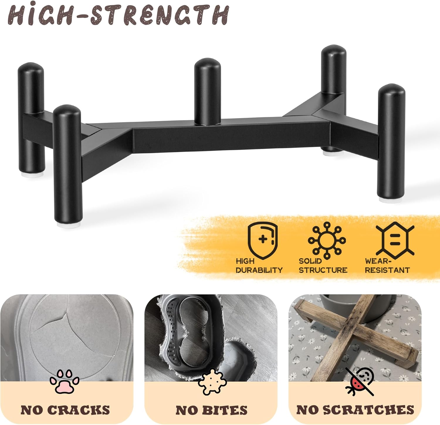 Raised Ceramic Dog Bowl Set - Elevated Double Dishes with Stainless Steel Stand - Food and Water Bowls for Small Dogs and Indoor Cats - Each Holds 1.6 Cups (10.8 fl oz) - White