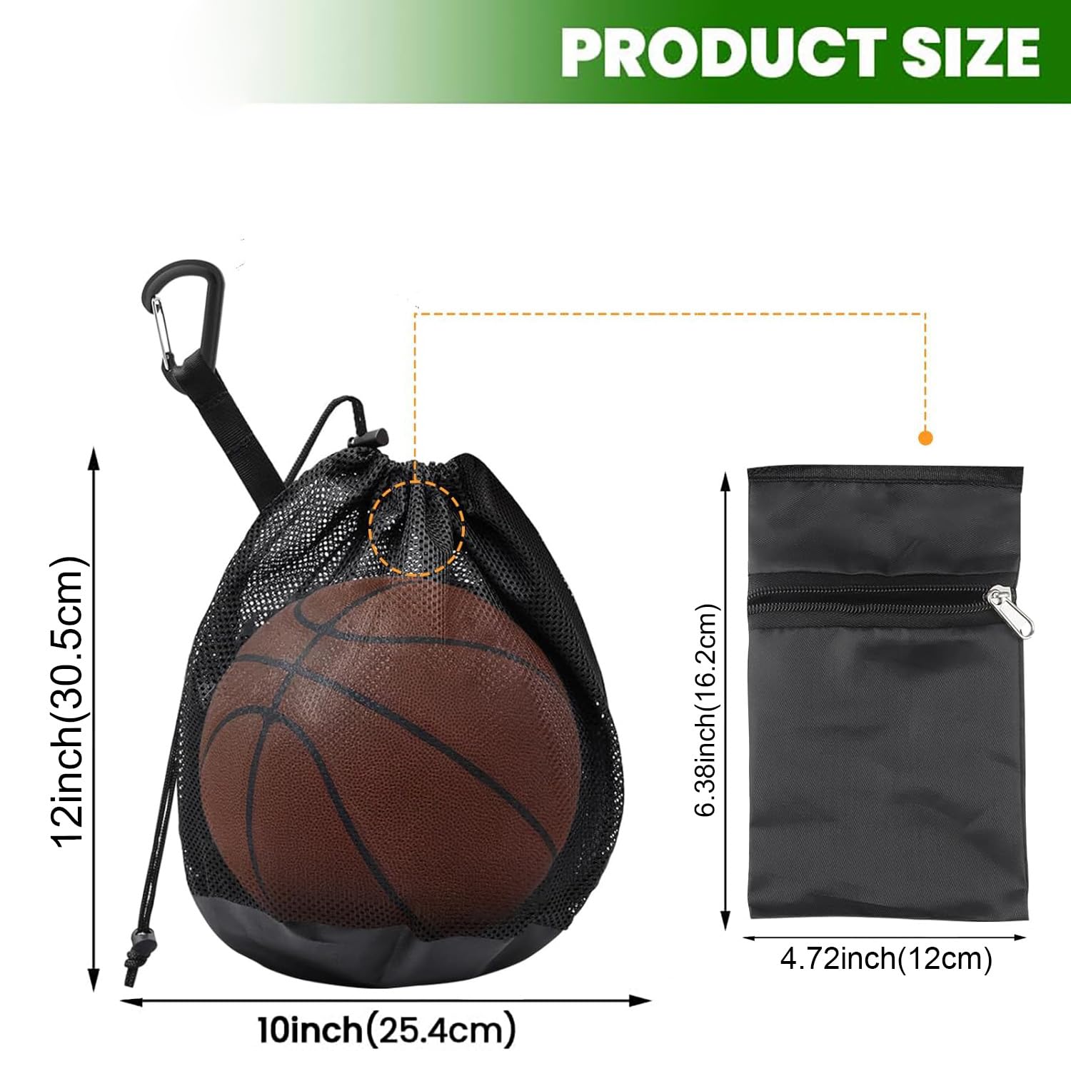 Wilson Borsa per Palloni, Borsa da Basket con Cavo, Zaino per Palla Portatile, Borsa da Basket Basketball Mains Borse, Ball Sack, Accessori per Palla Portatile da Tennis, nero