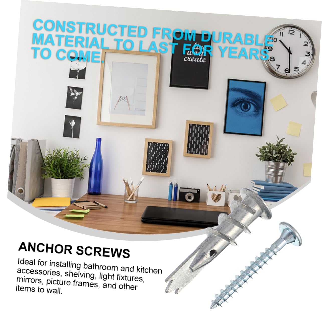 LIFKOME 200pcs Wall Anchors Metal Self-Drill Plasterboard Fixings Screw Kit Easy Install for Shelves Mirrors