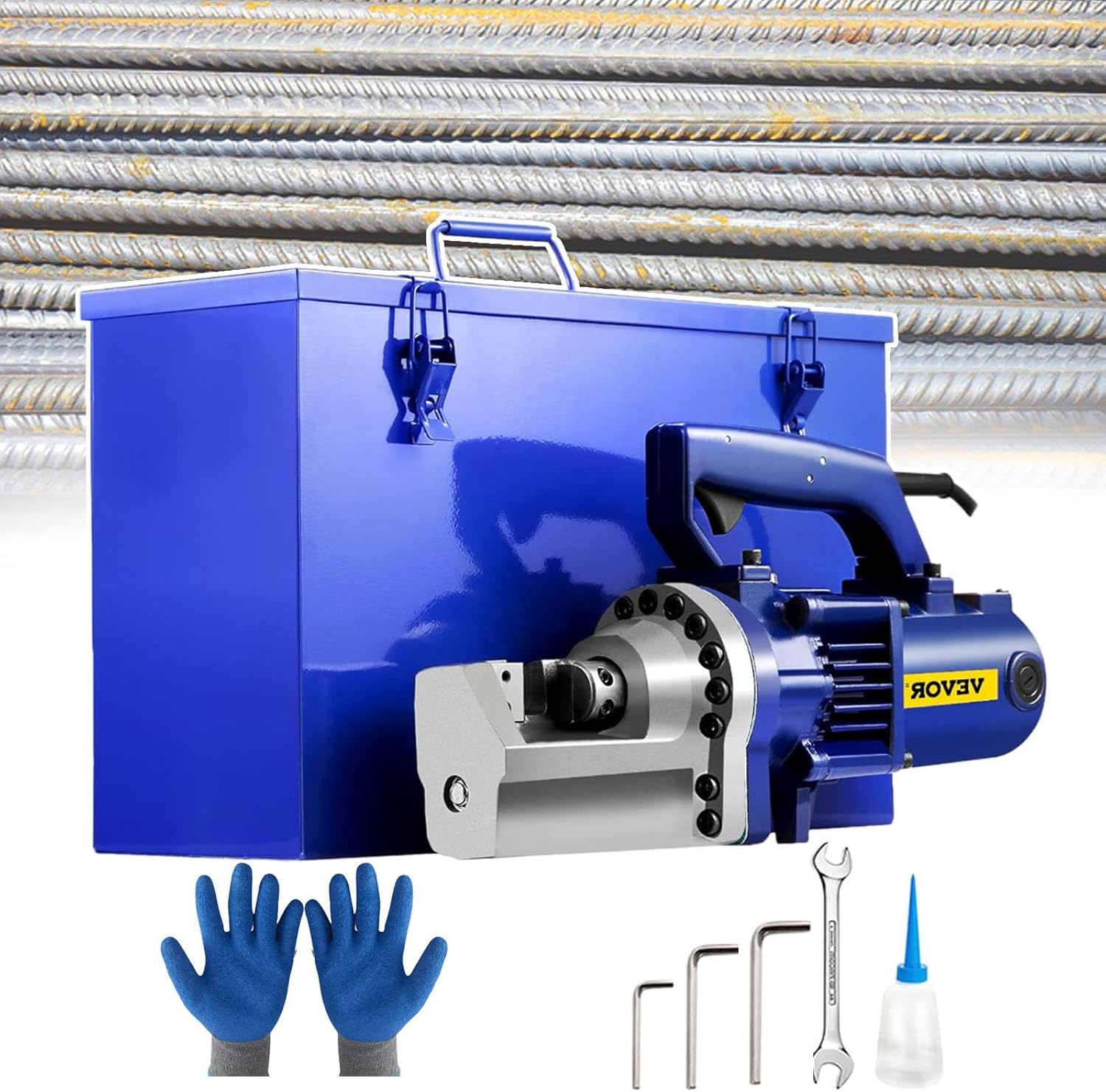 Electric Concrete Steel Cutter, Portable Hydraulic Concrete Steel Cutter, Cutting Range 4-20mm, With 1 Pcs Gloves, Cutting Speed 3s-3.5s, Adjustable Bolt Design, Blue