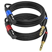 Vista 14 de Pack de 2 Cables XLR Hembra a 1/4 Pulgada 6,35 mm TRS Mono Jack para Micrófono Dinámico, 1,6 Pies, Negro, Cable de Micrófono XLR Hembra Equilibrado