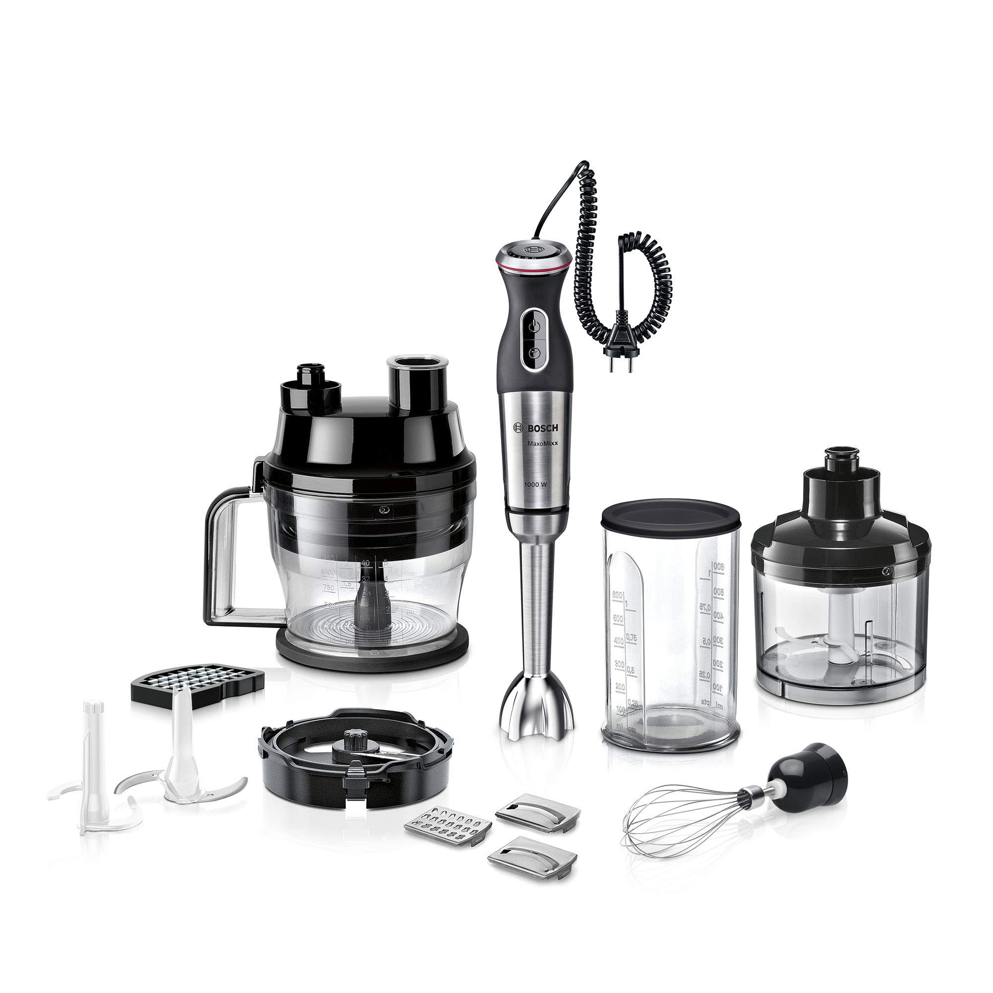 Frullatore A Immersione Jata BT157 - 1000W Con Tritatutto E Misurino 700ml - Piede In Acciaio Inox