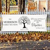 Family Reunion Banner Personalized – 2025 Reunion Sign with Tree Design for Family Gathering, Outdoor Picnic, Anniversary, or Celebration Decorations and Photo Backdrop