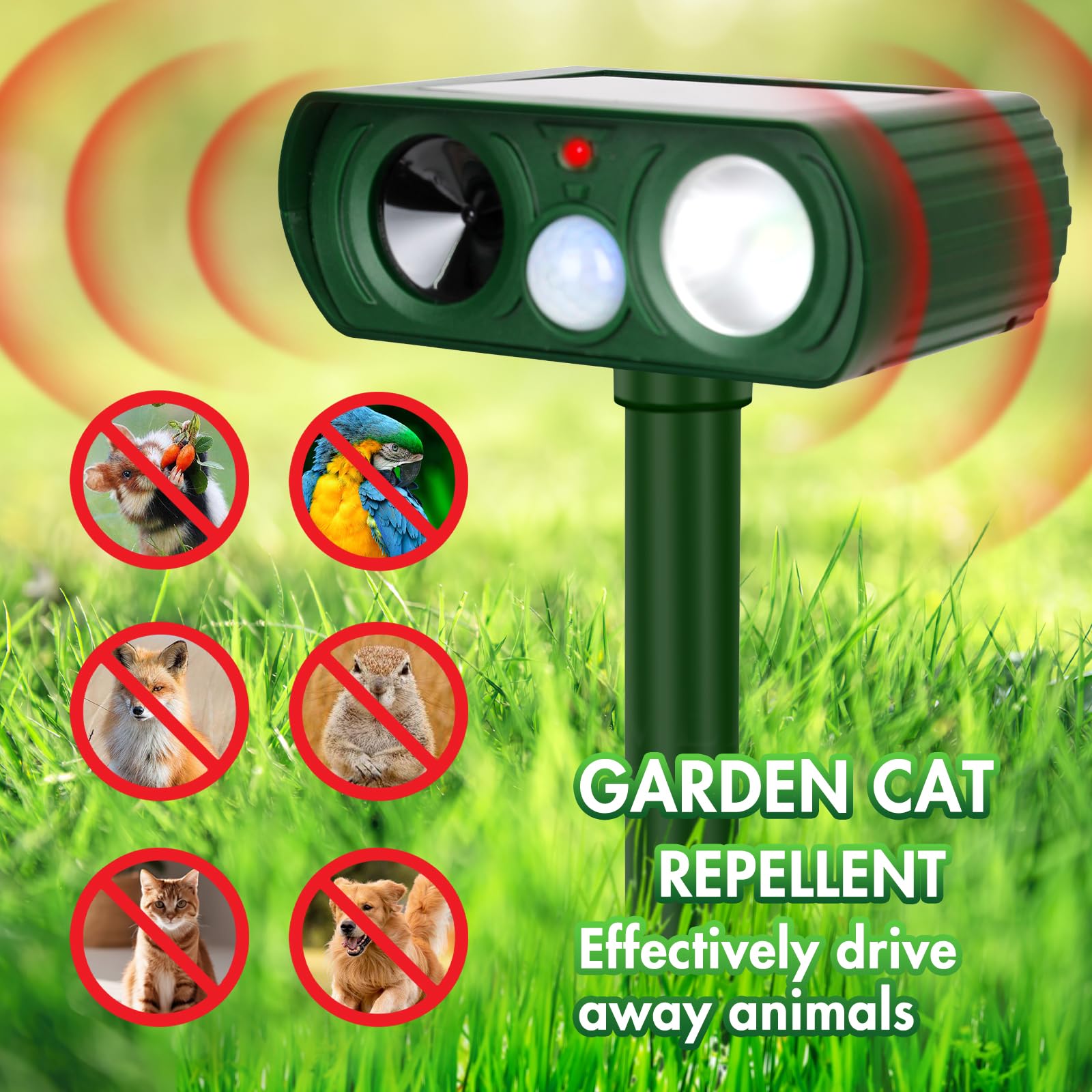 Marstey Ultrasonic Cat Repeller, 30FT Ultrasonic Solar Animal Repellent with Motion Sensor - Image 2