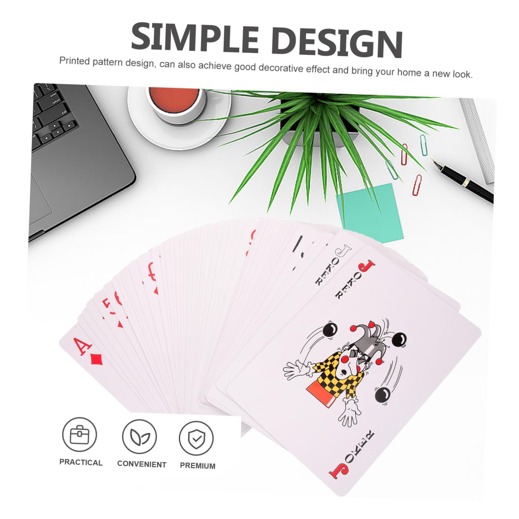 WOONEKY Juego de Cartas de Póquer Gigante para Fiesta, Efecto Decorativo, Fácil de Llevar, Material Papel, 1 Set para Juegos de Mesa y Diversión