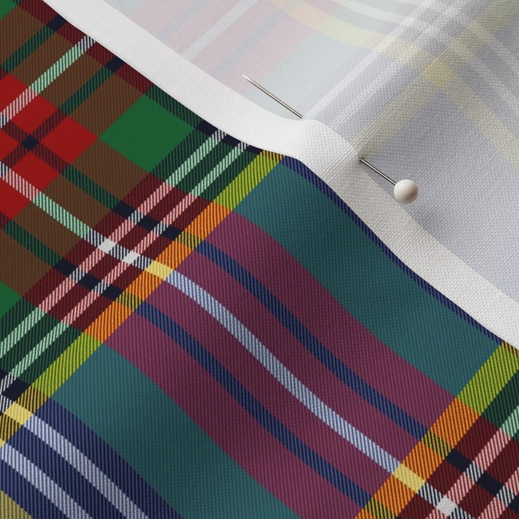 Spoonflower Fabric - Tartan Plaid Scottish Blue Red Yellow Black Printed on Petal Signature Cotton Fabric Fat Quarter - Sewing Quilting Apparel Crafts Decor