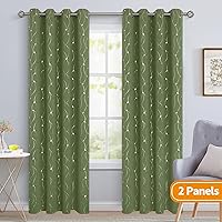Vista 185 de BGment Room Darkening Curtains 95 Inches Long, Grommet Thermal Insulated Blackout Curtains with Wave Line and Dots Printed for Bedroom, 2 Panels