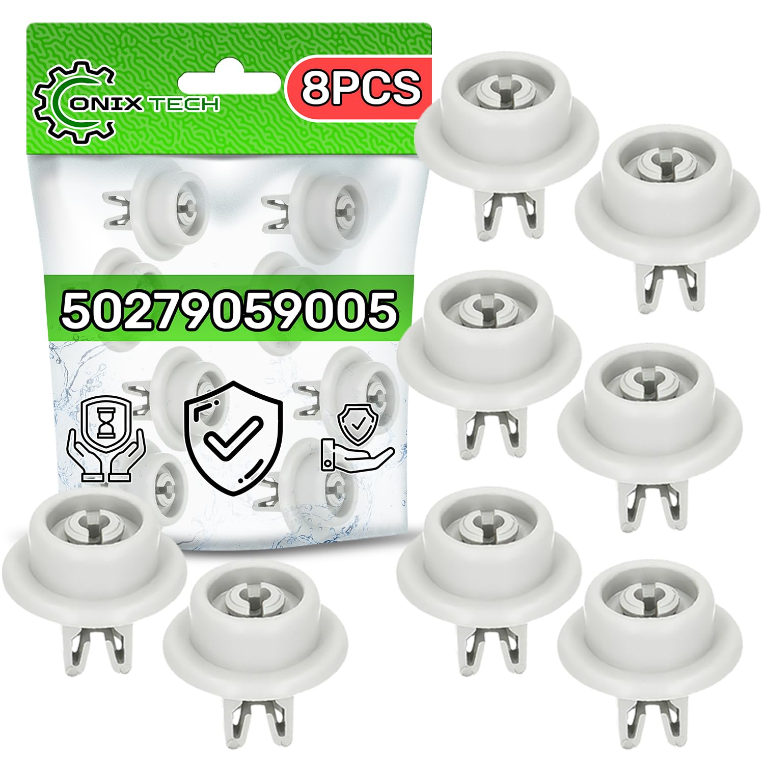 8 sztuk kółek do zmywarki do dolnej średnicy kosza Ø 34 mm z oryginalnym kodem 5027905900/5 50279059005 do AEG do Electrolux dla Zanussi - 5 lat - ONIX TECH