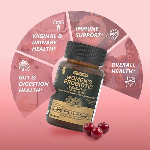 Miniatura 7 de Probióticos para mujeres  Probióticos para mujeres para digestivo, vaginal, salud urinaria y equilibrio del pH  100 mil millones de UFC, 11 cepas