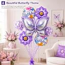 AMFIN (Pack of 7) Large Butterfly Foil Balloons 34 Inch Gradient Birthday Party Decorations | Helium & Air Compatible - Purple gallery image