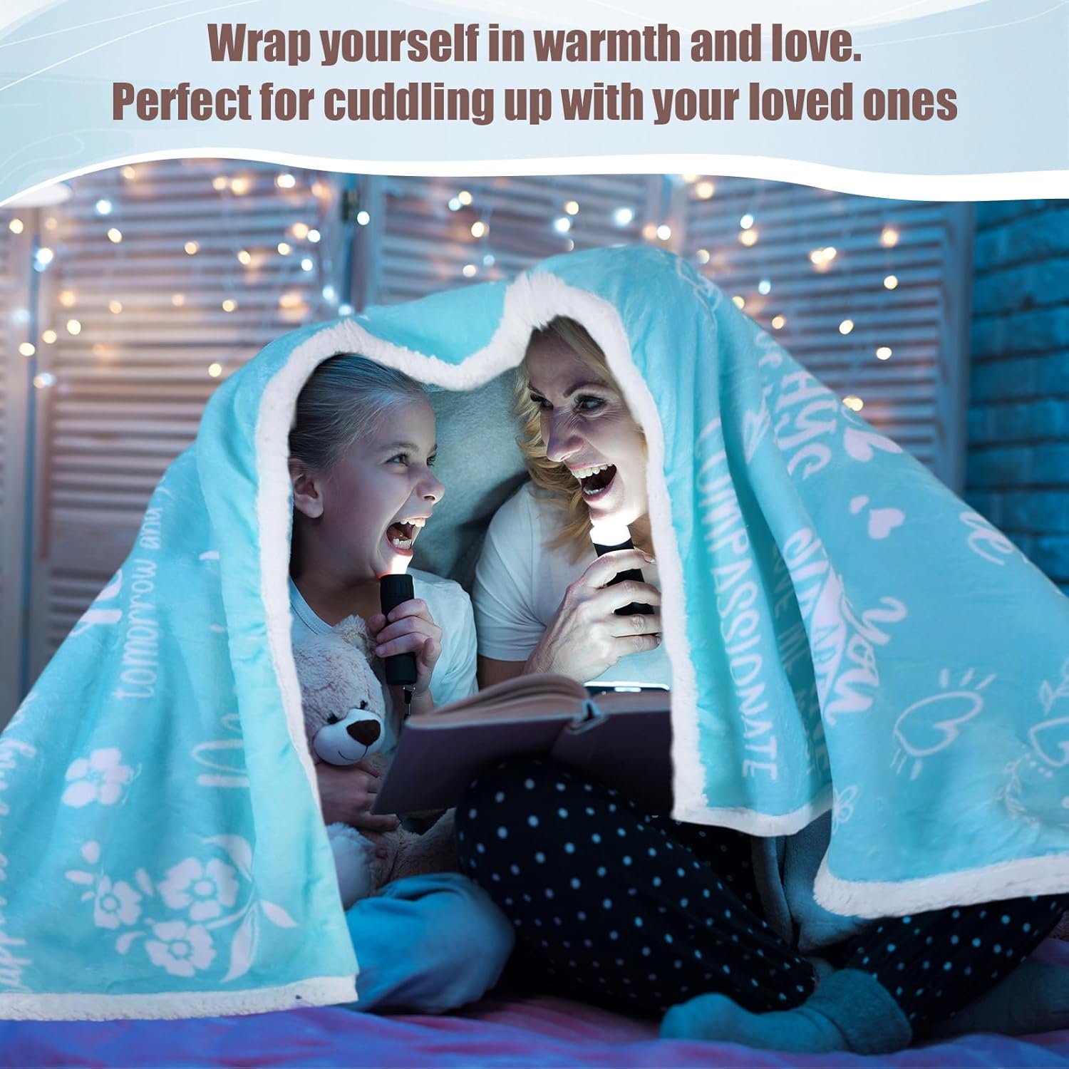 Best Mom Ever Hooded Wearable Blanket Hoodie Double Sided Fleece Valentines Mama Mother Wife Gifts from Husband(Blue) - Image 6