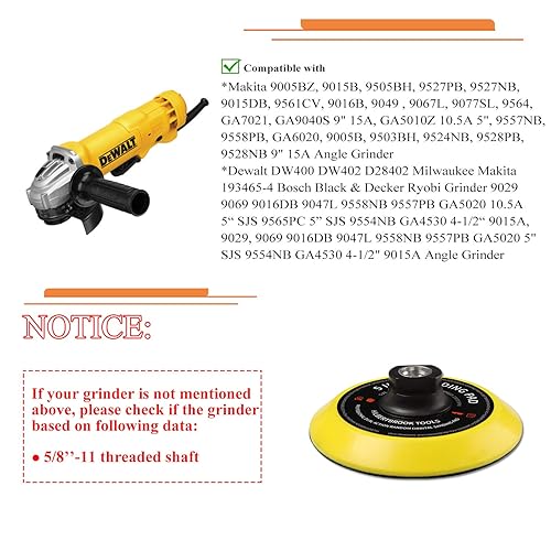 Miniatura 4 de Almohadilla de respaldo de gancho y bucle de 5 pulgadas, placa de respaldo de 5 pulgadas con almohadilla de lijado de 58-11 hilos, accesorios para