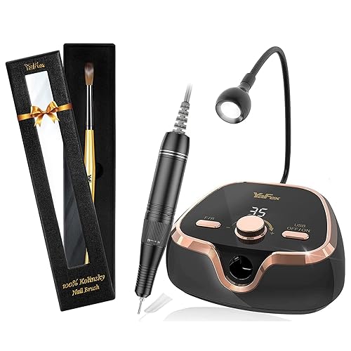 Miniatura 1 de YaFex Máquina de taladro de uñas y juego de brochas de uñas acrílicas máquina de lima eléctrica de uñas de 35000 rpm filtro E con pantalla de