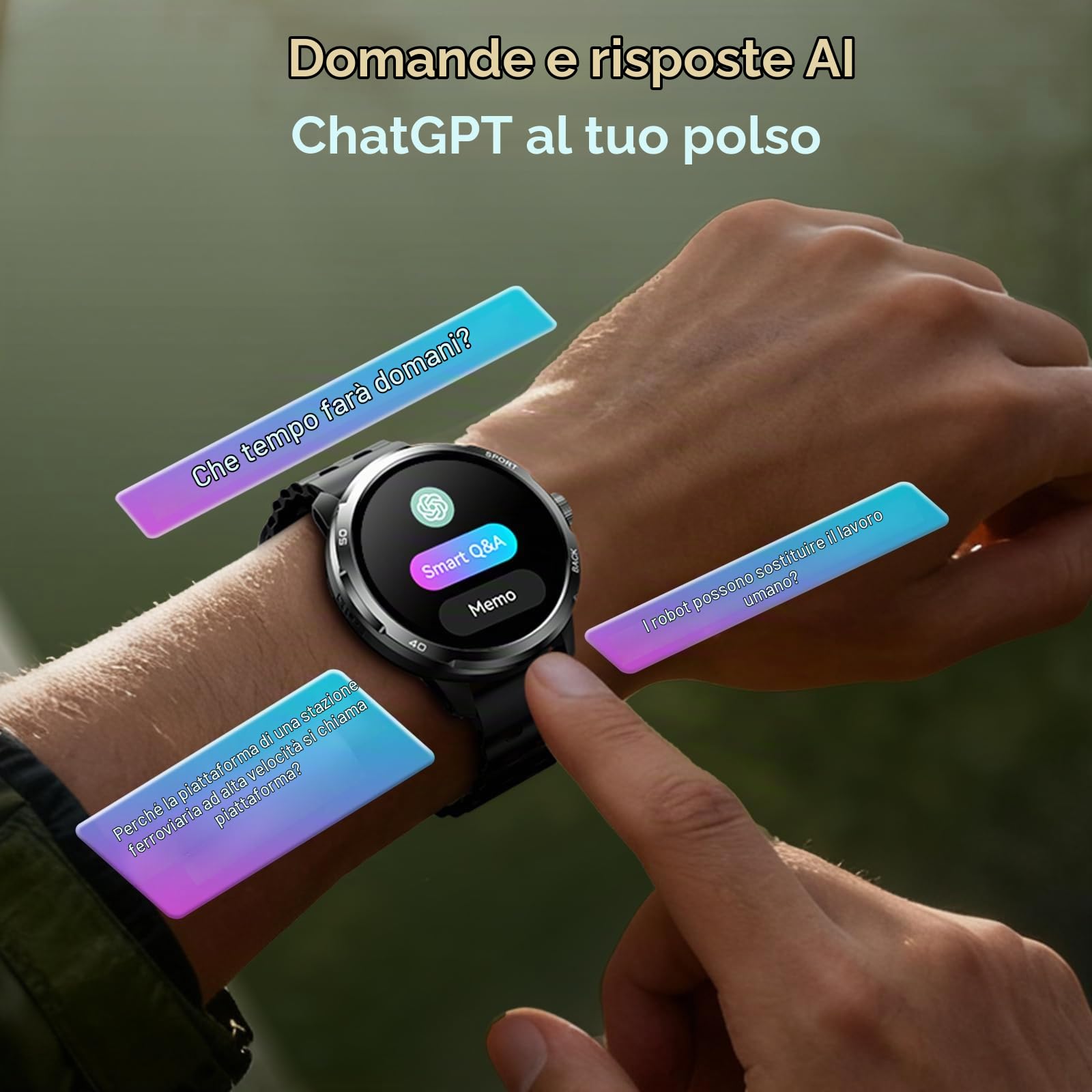Ulefone Armor Watch Pro, smartwatch militare AI per uomo (accettare/effettuare chiamate), orologio fitness AMOLED da 1,5 pollici, 100+ sport, monitor frequenza cardiaca/SpO2/sonno, smartwatch