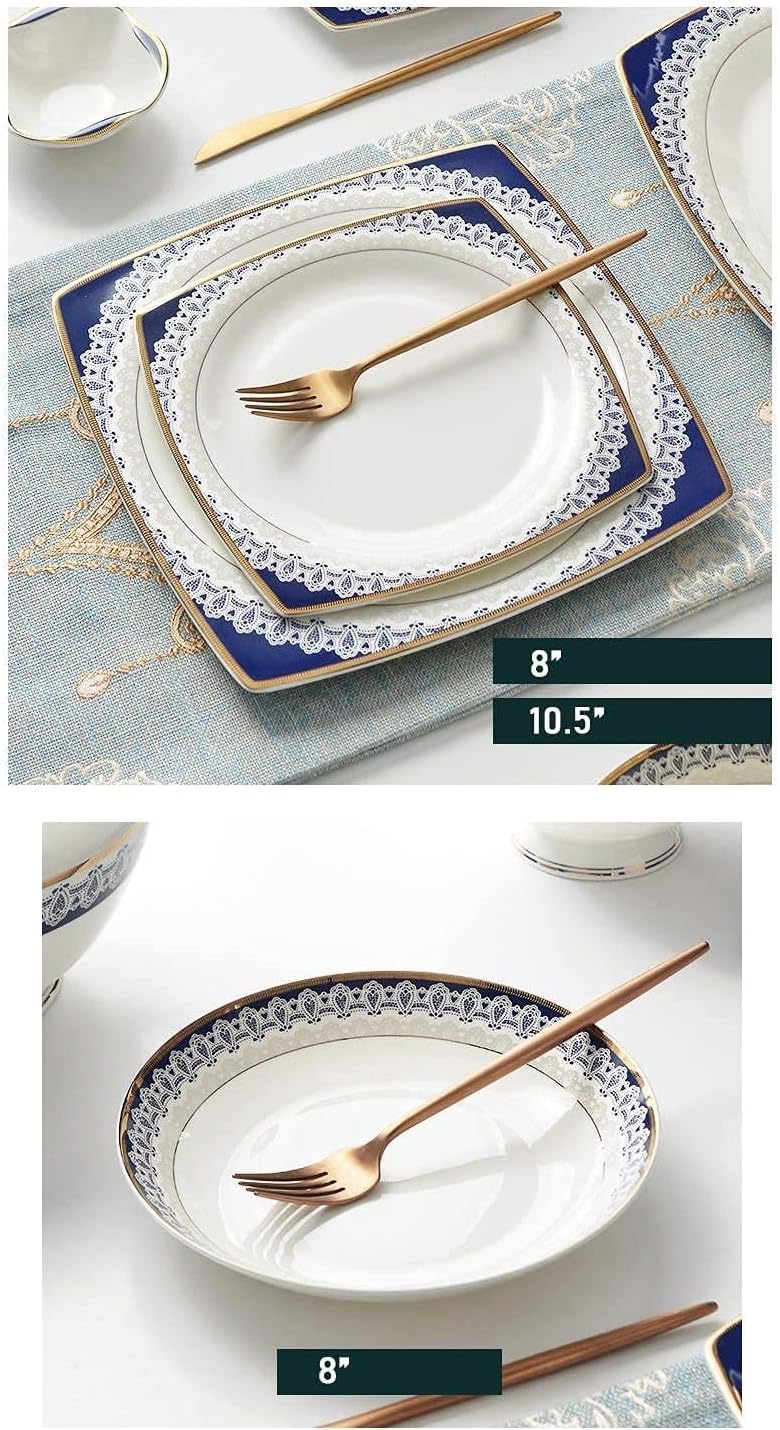 磁器ディナーサービス、家庭用または特別なレストラン用の食器セット、セラミックディナーセット、26ピースの青と白の磁器食器セット 陶器ディナーセット、16 ピース レリーフクラフト 磁器食器セット | レトロな青と白のシリアルボウル ステーキプレート スープボウル 取 ... 食器セット、テーブルウェアセット、セラミックプレートセット、ハンドル付き5ピースの日本の磁器食器セット、ボウルプレート、1人用サービ